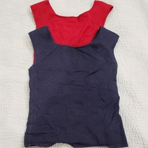 Pair of silk sleeveless shell tops